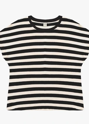 Rovitex - Blusa Feminina Ribana de Viscose Listrada Preto - ROVITEX