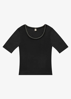 Rovitex - Blusa Feminina Ribana de Viscose Preto - ROVITEX