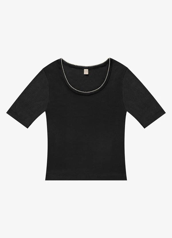 Rovitex - Blusa Feminina Ribana de Viscose Preto