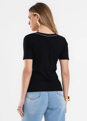 Rovitex - Blusa Feminina Ribana de Viscose Preto - ROVITEX