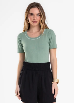 Rovitex - Blusa Feminina Ribana de Viscose Verde - ROVITEX
