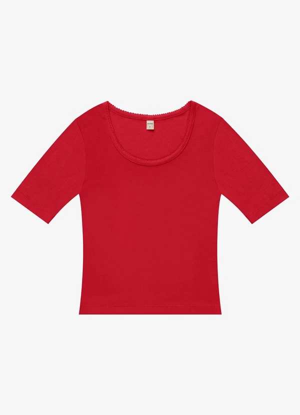 Rovitex - Blusa Feminina Ribana de Viscose Vermelho 1