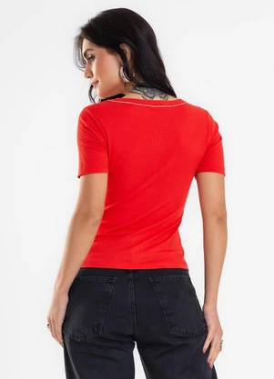 Rovitex - Blusa Feminina Ribana de Viscose Vermelho - ROVITEX