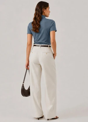 Infinita Cor - Blusa Feminina Ribana Gola Mais Alta Azul - INFINITA COR