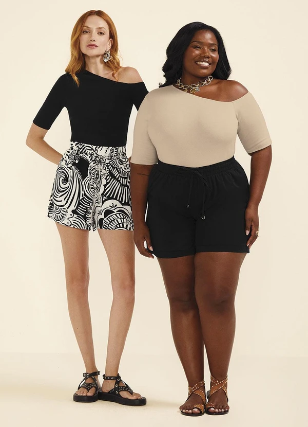 Marialícia - Blusa Feminina Ribana um Ombro Só Bege 3