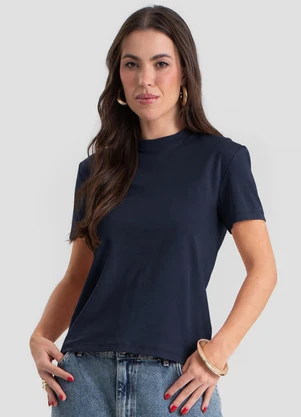 Dianna - Blusa Feminina Suedine Gola Reforçada Azul - DIANNA