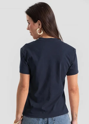 Dianna - Blusa Feminina Suedine Gola Reforçada Azul - DIANNA