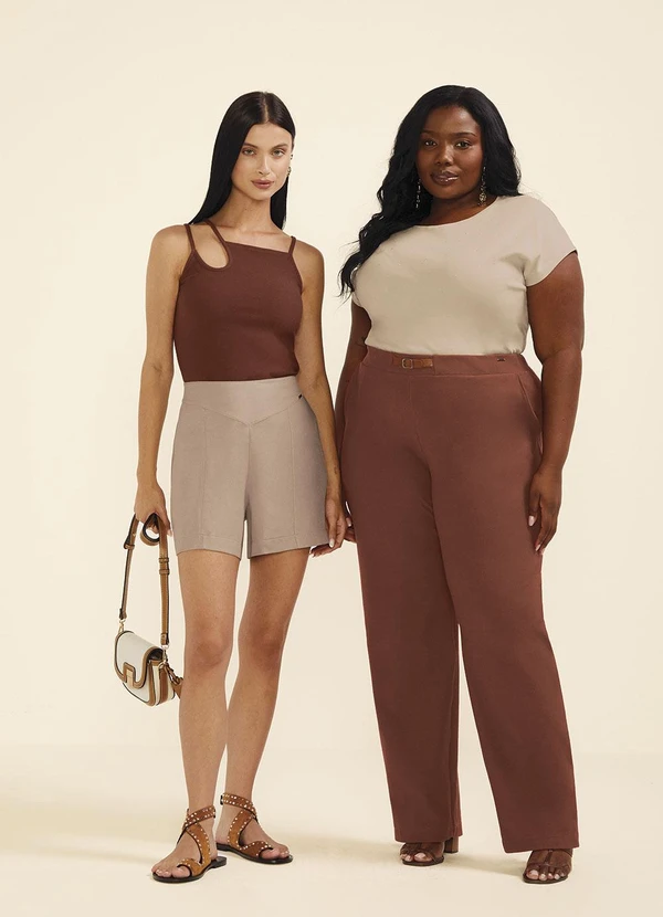 Marialícia - Blusa Feminina Suedine Strass Bege 4