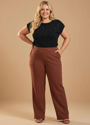 Marialícia - Blusa Feminina Suedine Strass Preto - MARIALÍCIA