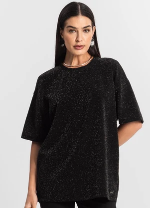 Rovitex - Blusa Feminina T-Shirt Over Preto - ROVITEX