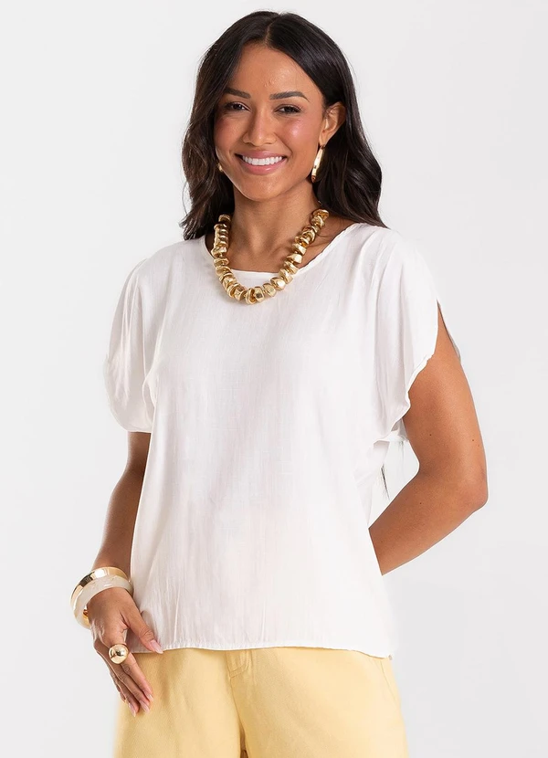 Rovitex - Blusa Feminina Tecido de Viscose Bege