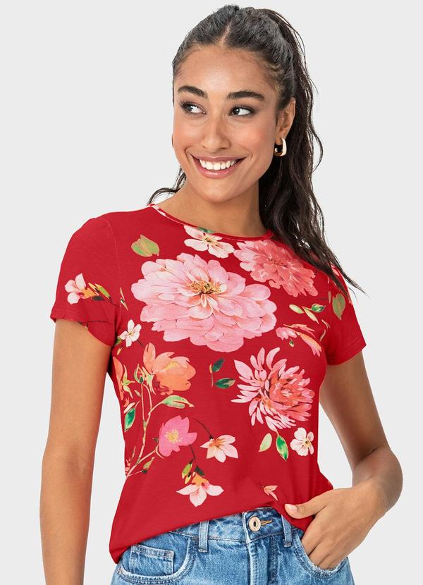 Malwee - Blusa Feminina Tradicional Floral Vermelho