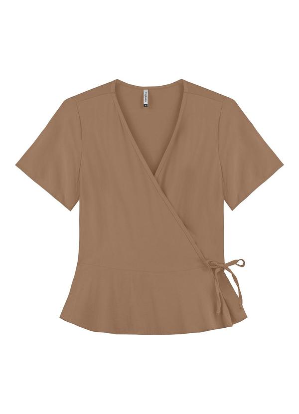 Marialícia - Blusa Feminina Transpassada Marrom