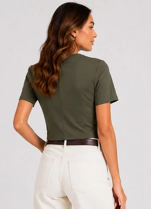 Infinita Cor - Blusa Feminina Transpasse Formando Nó Verde - INFINITA COR