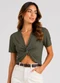 Infinita Cor - Blusa Feminina Transpasse Formando Nó Verde - variação: Verde