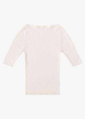 Endless - Blusa Feminina Tricot Decote Canoa Bege - ENDLESS