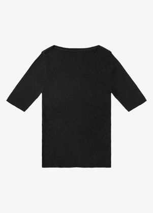 Endless - Blusa Feminina Tricot Decote Canoa Preto - ENDLESS