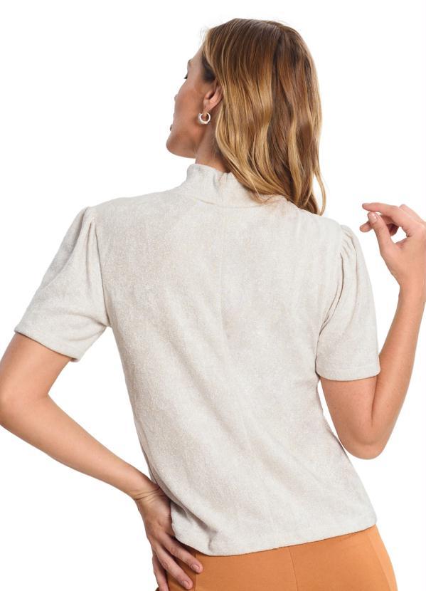 Endless - Blusa Feminina Tricot Shine Gola Alta Bege 2