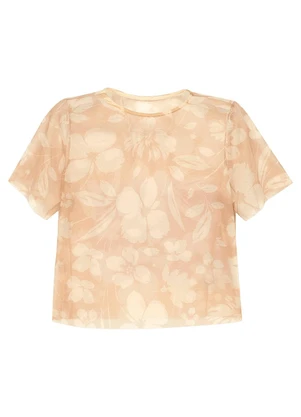 Marialícia - Blusa Feminina Tule Floral Amarelo - MARIALÍCIA