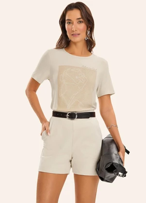 Rovitex - Blusa Feminina Visco Creponada Bege - ROVITEX