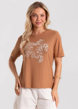 Rovitex - Blusa Feminina Visco Creponada Marrom - ROVITEX