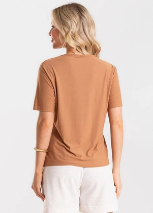 Rovitex - Blusa Feminina Visco Creponada Marrom - ROVITEX