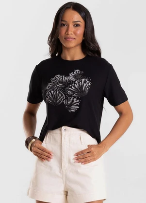 Rovitex - Blusa Feminina Visco Creponada Preto - ROVITEX
