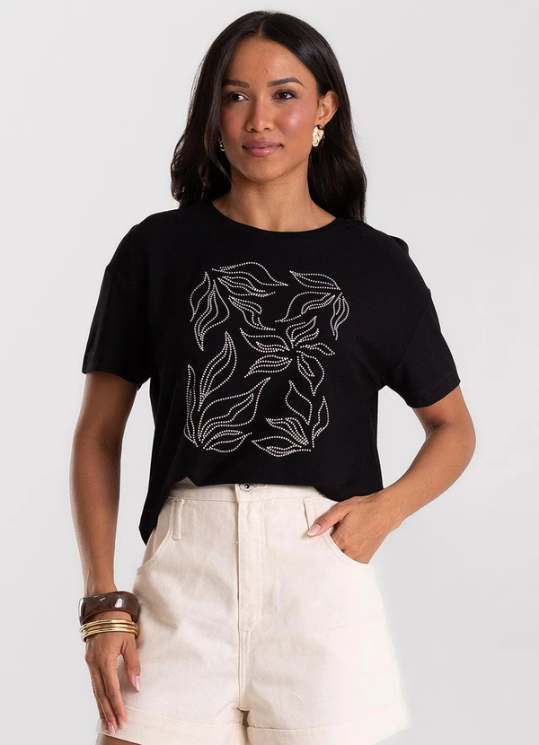 Rovitex - Blusa Feminina Visco Creponada Preto
