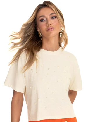 Endless - Blusa Feminina Visco Maquinetada Bege - ENDLESS