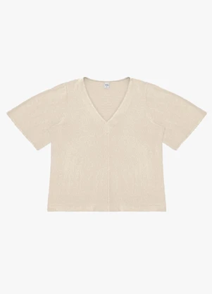 Rovitex - Blusa Feminina Visco Maquinetado Ampla Bege - ROVITEX