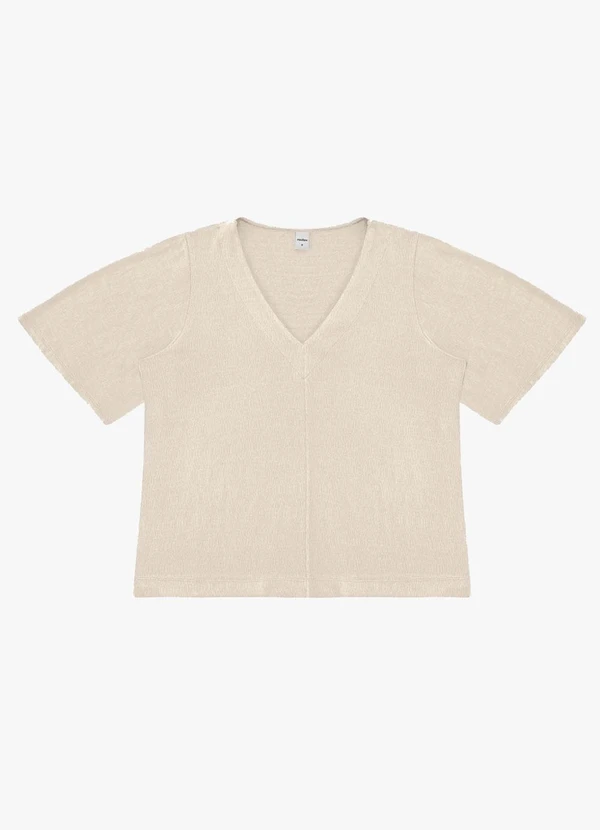 Rovitex - Blusa Feminina Visco Maquinetado Ampla Bege
