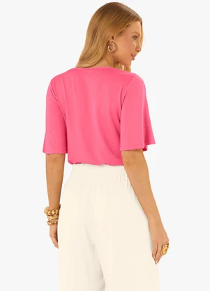 Rovitex - Blusa Feminina Visco Maquinetado Ampla Rosa - ROVITEX