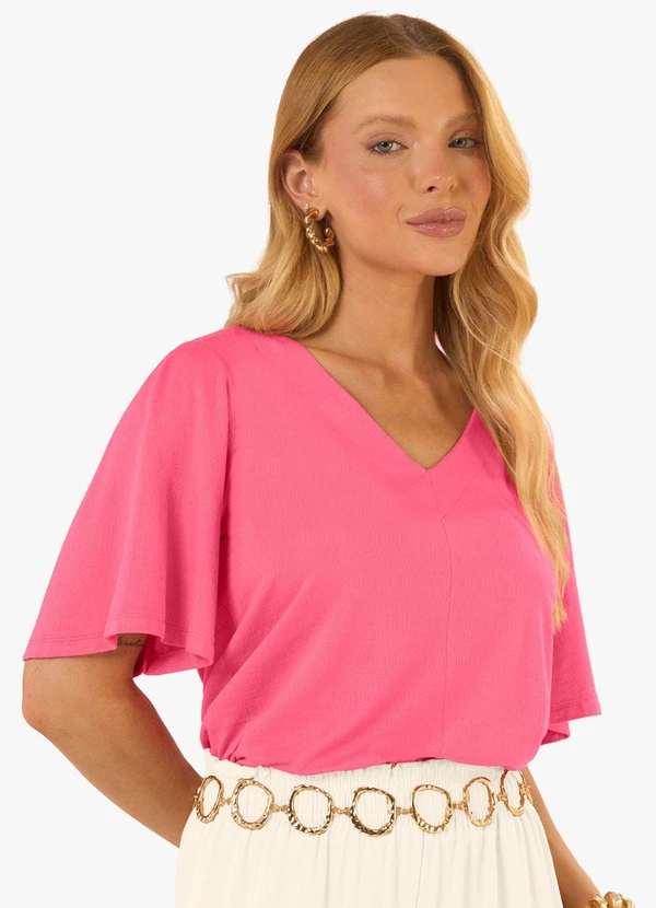 Rovitex - Blusa Feminina Visco Maquinetado Ampla Rosa