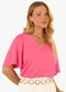 Rovitex - Blusa Feminina Visco Maquinetado Ampla Rosa - variação: Rosa