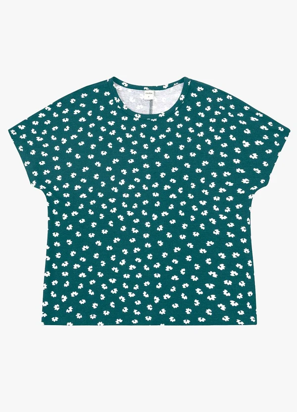 Rovitex - Blusa Feminina Visco Maquinetado Estampada Verde