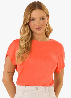 Rovitex - Blusa Feminina Visco Tricot com Estampa Laranja - ROVITEX