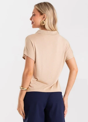 Rovitex - Blusa Feminina Visco Tricot Gola Polo Marrom - ROVITEX
