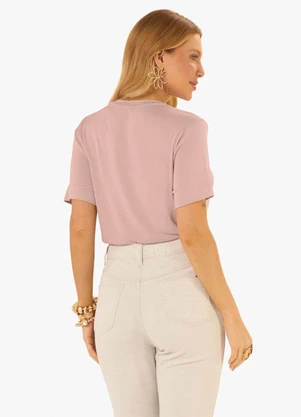 Rovitex - Blusa Feminina Visco Tricot Manga Ampla Rosa - ROVITEX