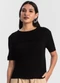 Rovitex - Blusa Feminina  Visco Tricot Bege - variação: Preto