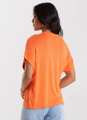 Rovitex - Blusa Feminina Visco Tricot Ribana Laranja - ROVITEX