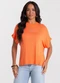 Rovitex - Blusa Feminina Visco Tricot Ribana Verde - variação: Laranja