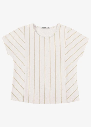 Endless - Blusa Feminina Viscolinho Lurex Listrada Bege - ENDLESS