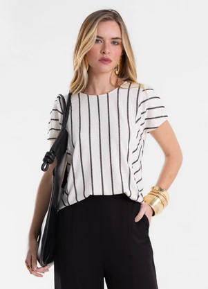 Endless - Blusa Feminina Viscolinho Lurex Listrada Preto - ENDLESS