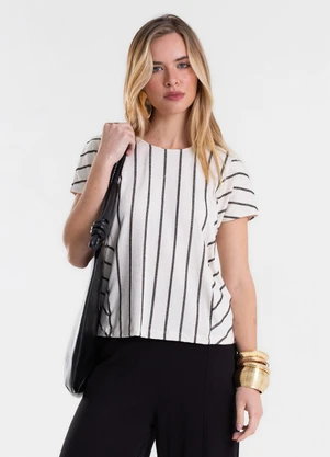 Endless - Blusa Feminina Viscolinho Lurex Listrada Preto - ENDLESS