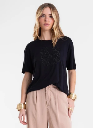 Endless - Blusa Feminina Viscose com Bordado Preto - ENDLESS