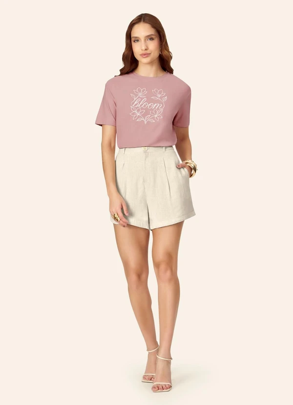 Endless - Blusa Feminina Viscose com Bordado Rosa