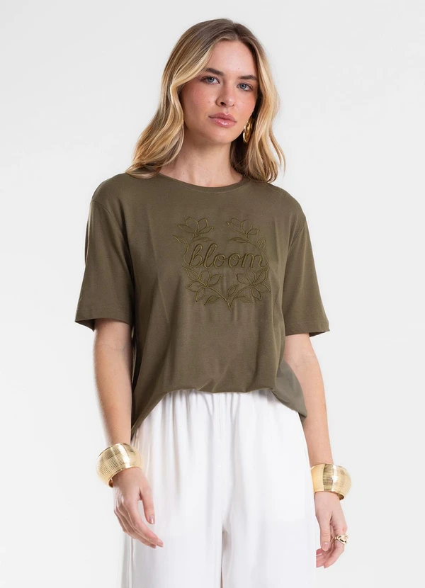 Endless - Blusa Feminina Viscose com Bordado Verde