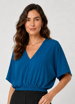 Infinita Cor - Blusa Feminina Viscose Creponada Azul - INFINITA COR