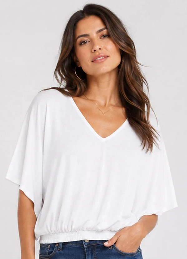 Infinita Cor - Blusa Feminina Viscose Creponada Branco