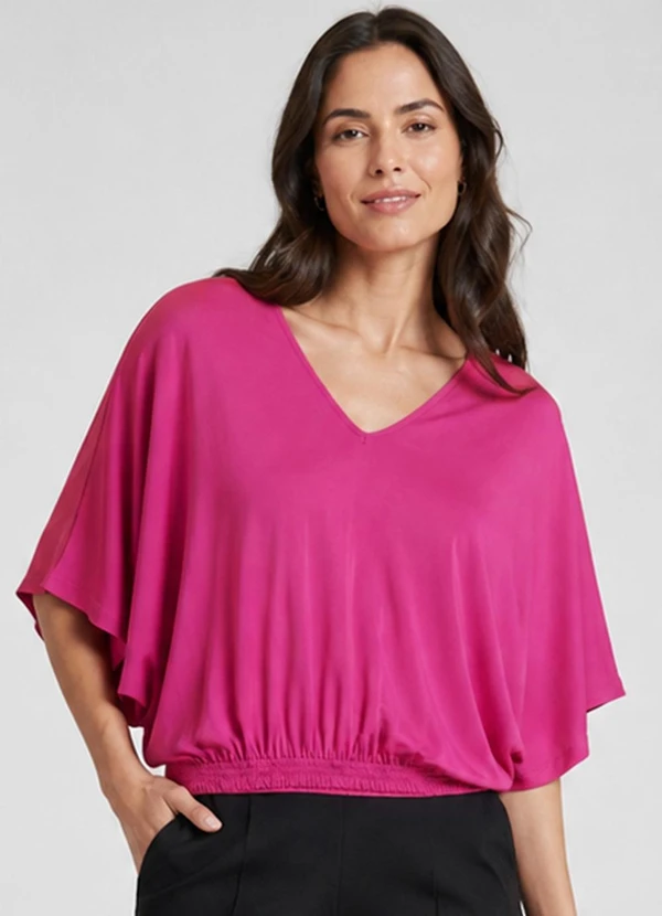 Infinita Cor - Blusa Feminina Viscose Creponada Rosa